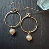 Pearl & 14kt gold hoop earrings