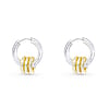 Gold and Silver Polished Huggie Hoop Earrings