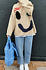 Beige Playful Face Knit Sweater
