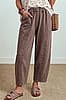 Coffee Mineral Wash Elastic Waist Barrel Pants