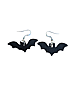 Flying Black Bat Leather Earrings 
