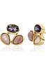 Lolite, Rose Quartz, and Rhodochrosite Stud Earrings