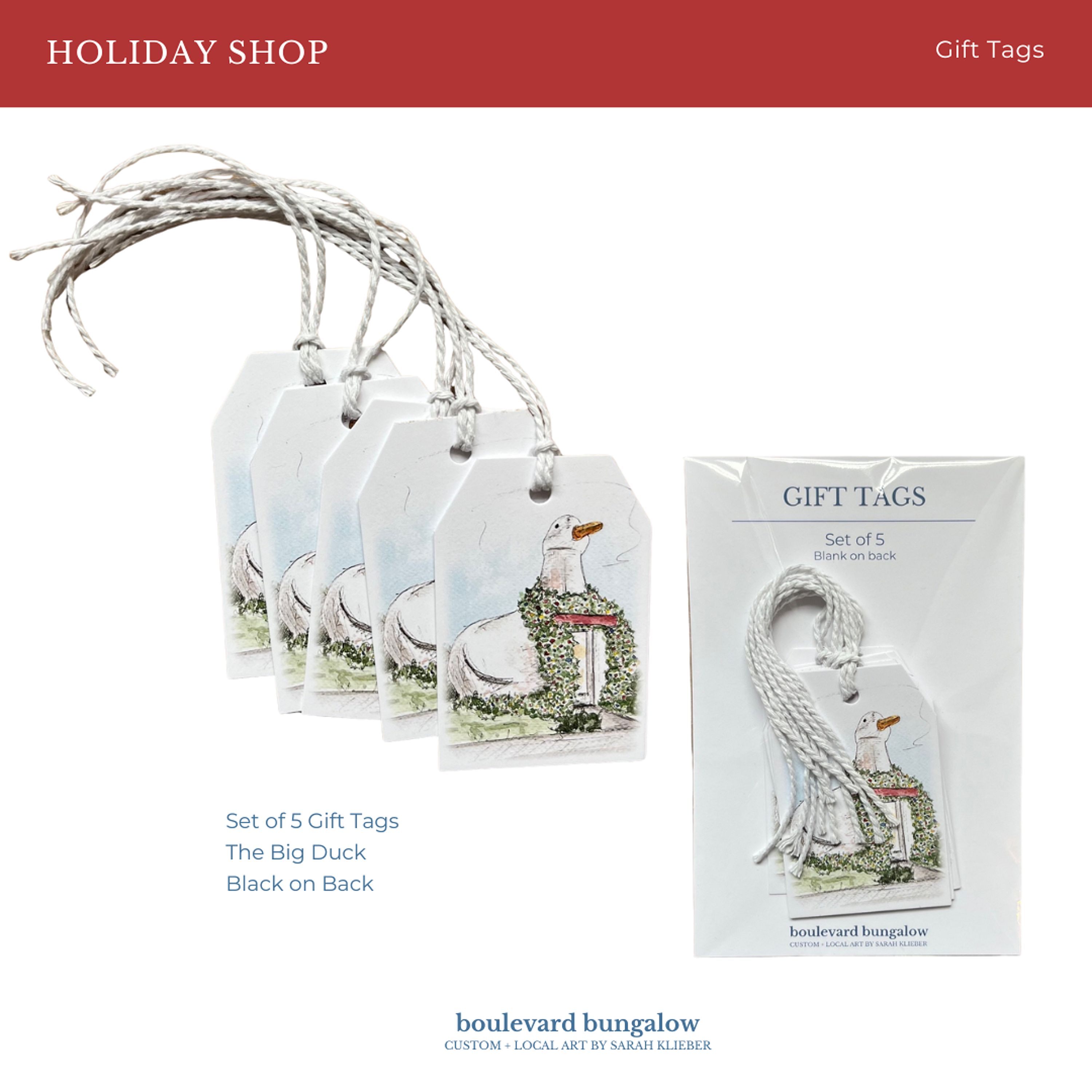 The Big Duck Holiday Gift Tags (with Wreath)
