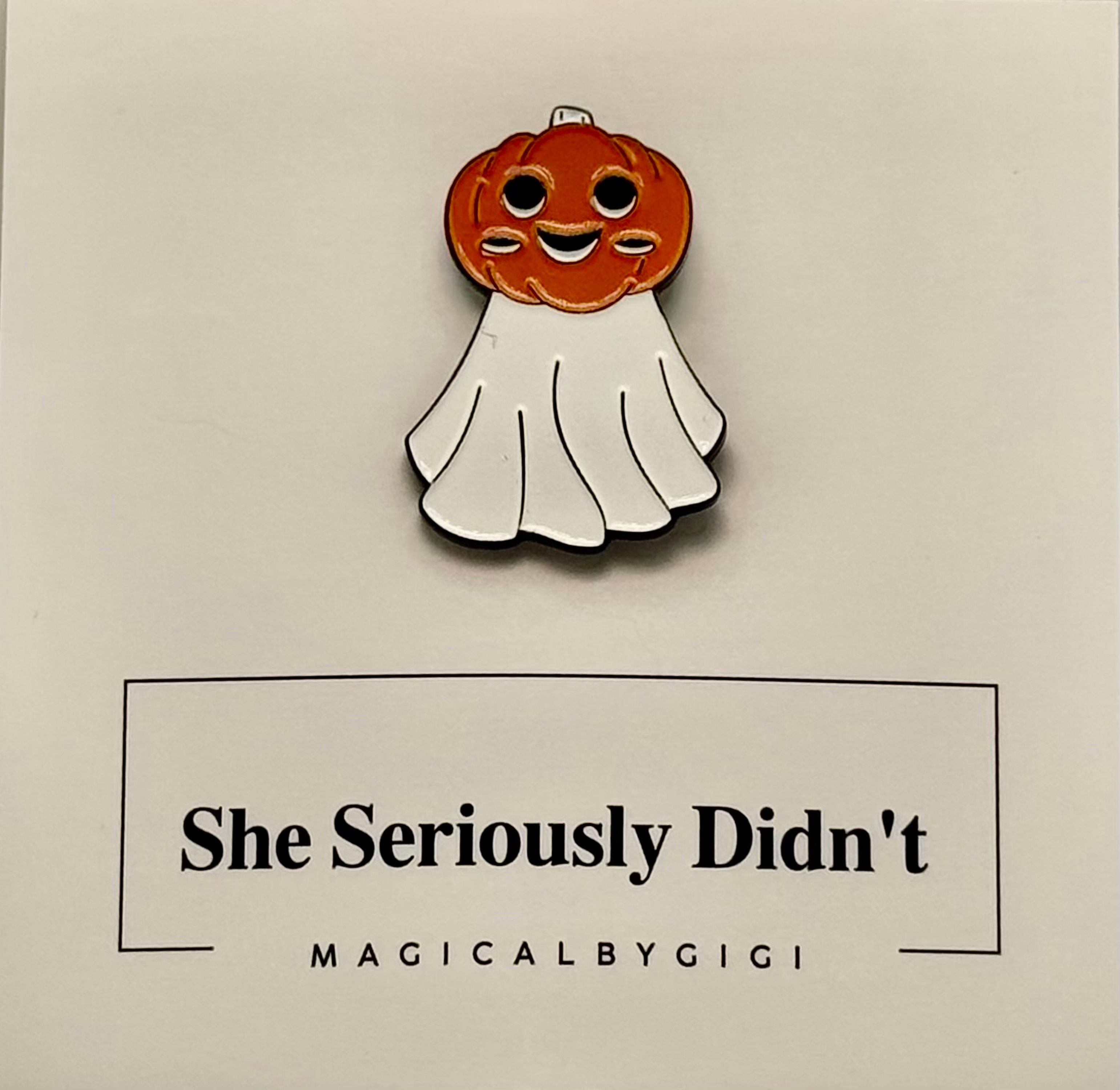 Pumpkin Ghost Enamel Pin