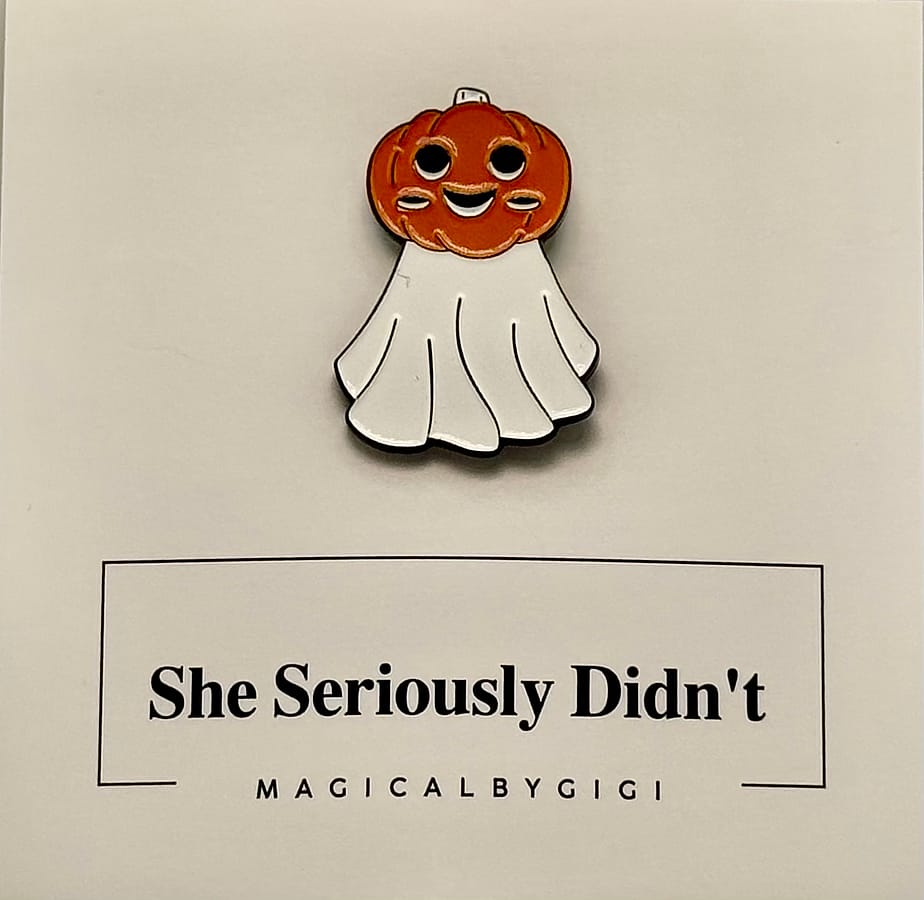 Pumpkin Ghost Enamel Pin