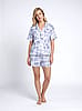 Women's Shortie Organic Cotton Pajama Set in Navy Toile Print