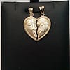 Men Ladies 10k Yellow Real Solid Gold I love You Split Heart Charm Pendant 2.6gr