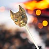 Antique Bronze Dog Stick Pin with Rhinestone Eyes