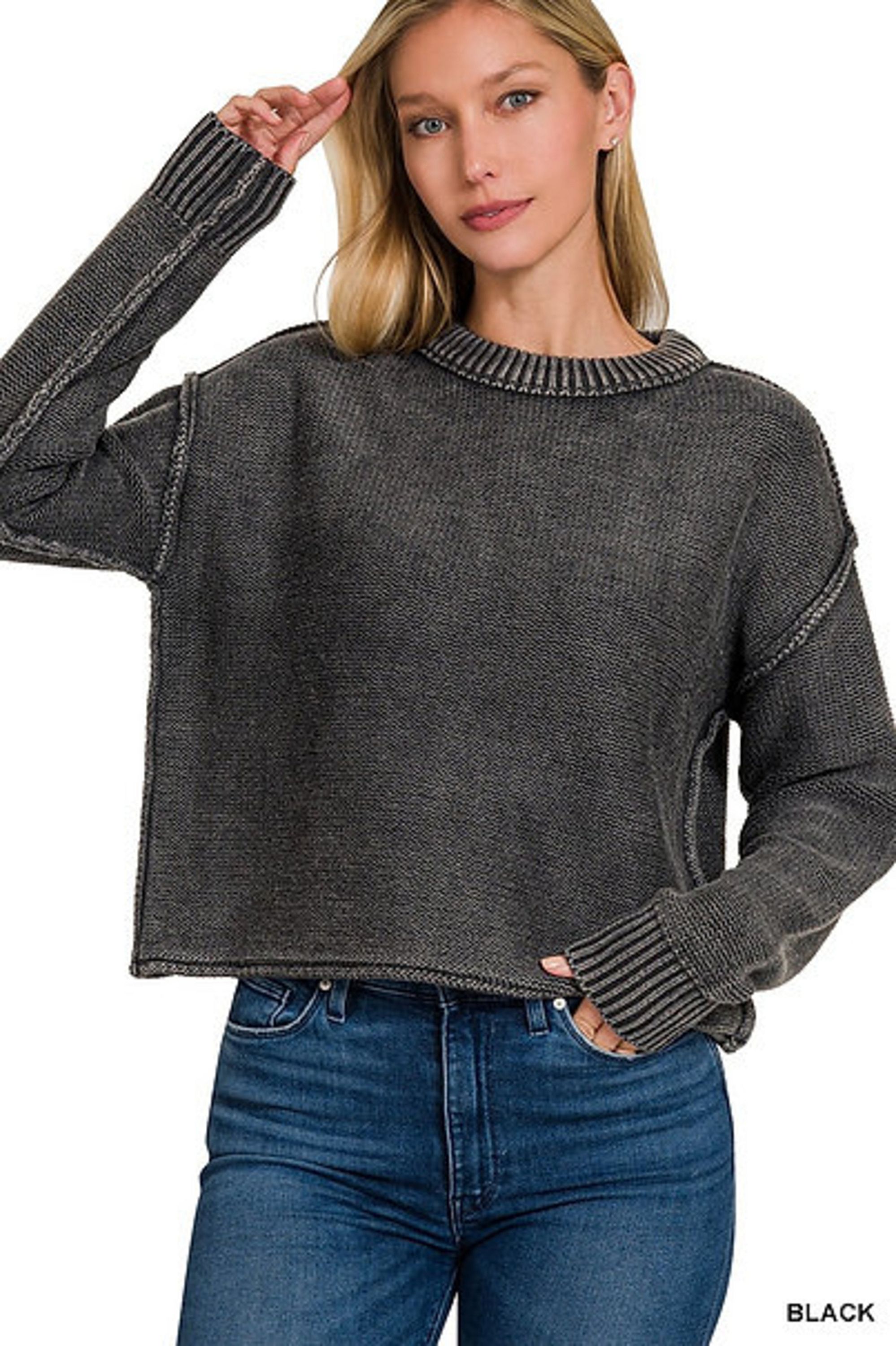 Exposed Seam Crop Sweater