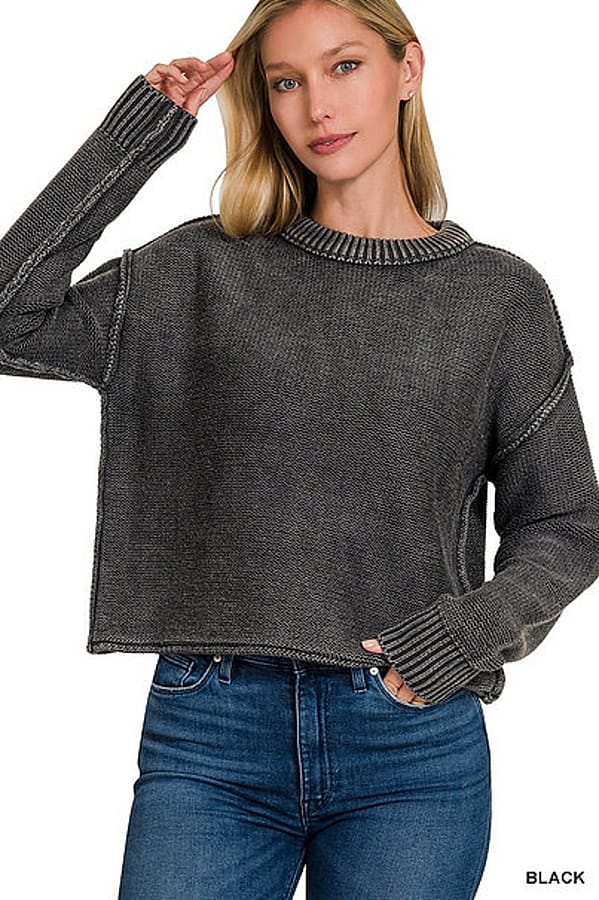 Exposed Seam Crop Sweater