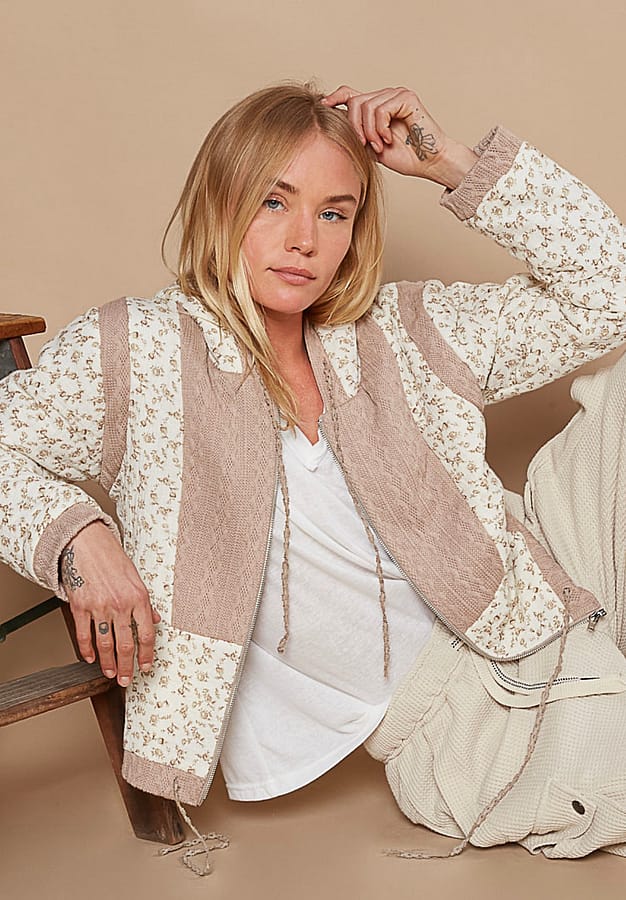 POL Ivory & Beige Floral Jacket