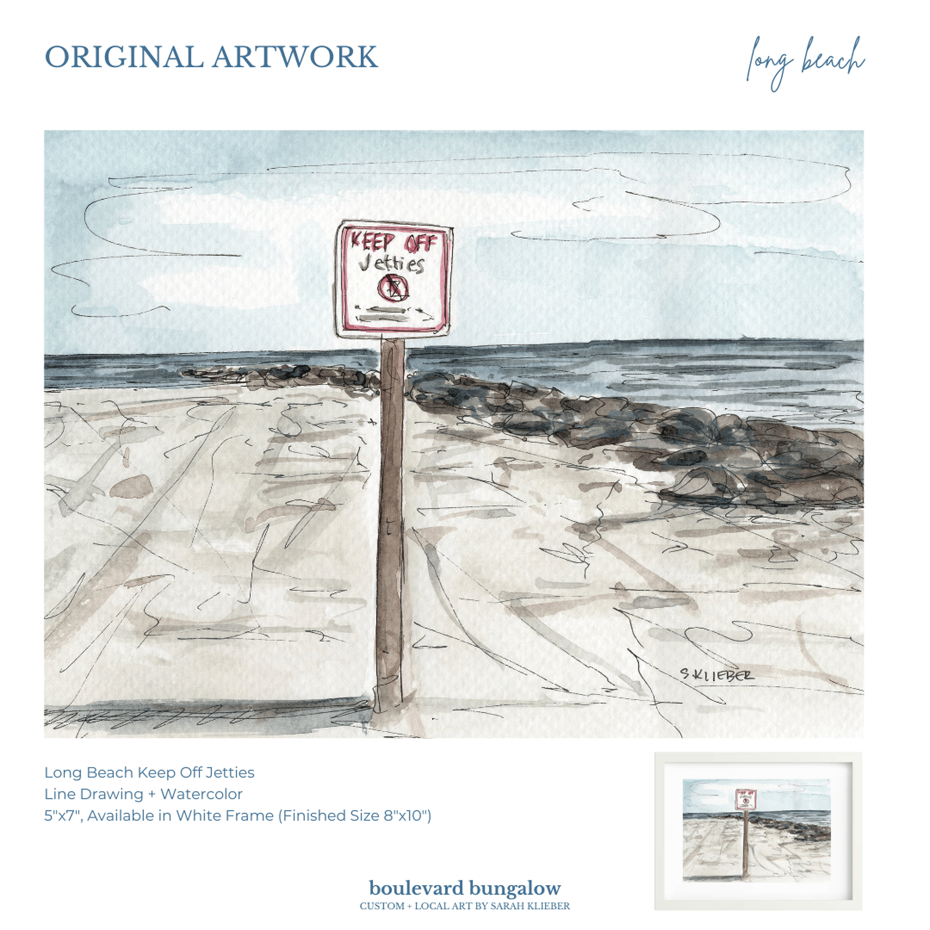  Long Beach Jetties 5"x 7"