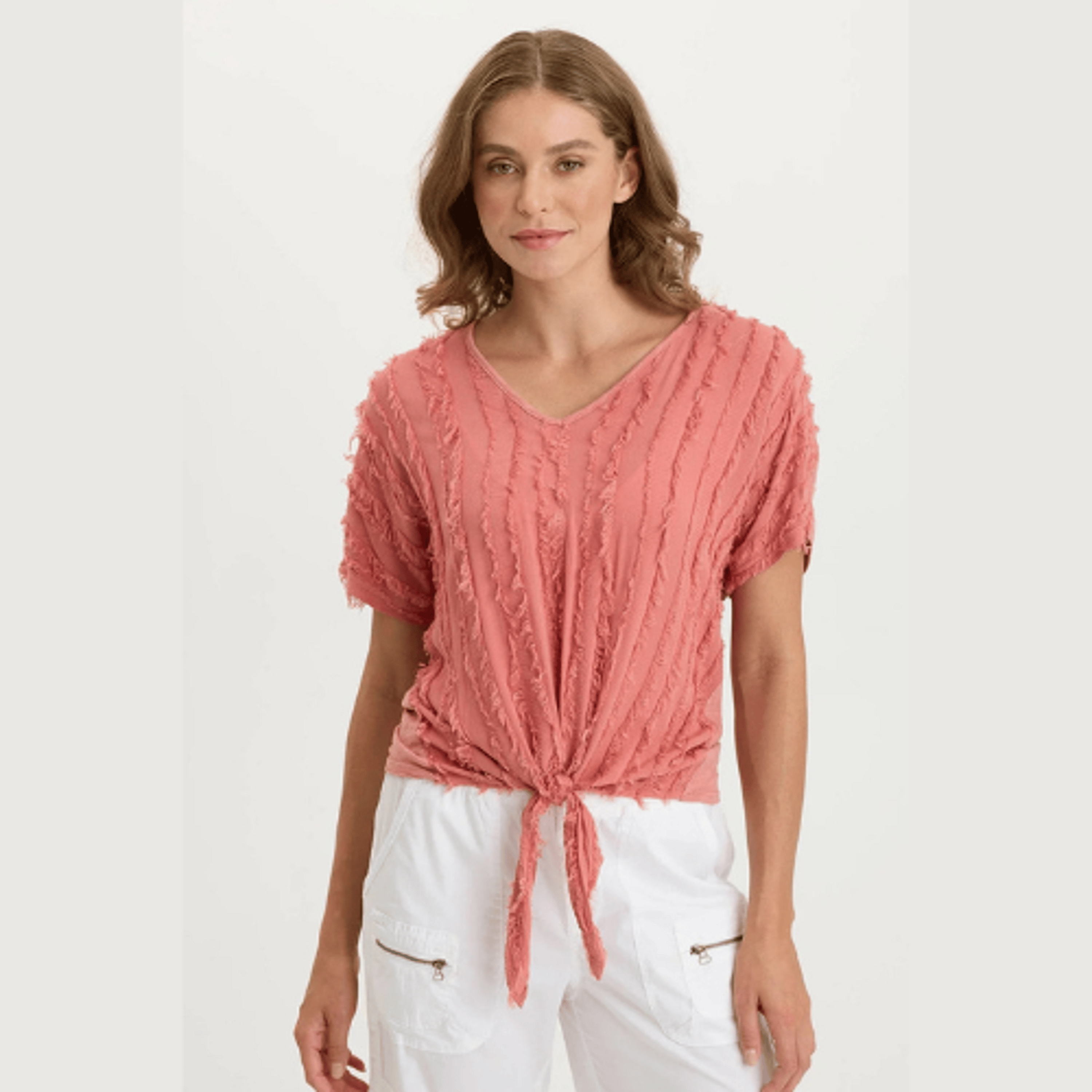 XCVI Curine V-Neck Cherry Fizz
