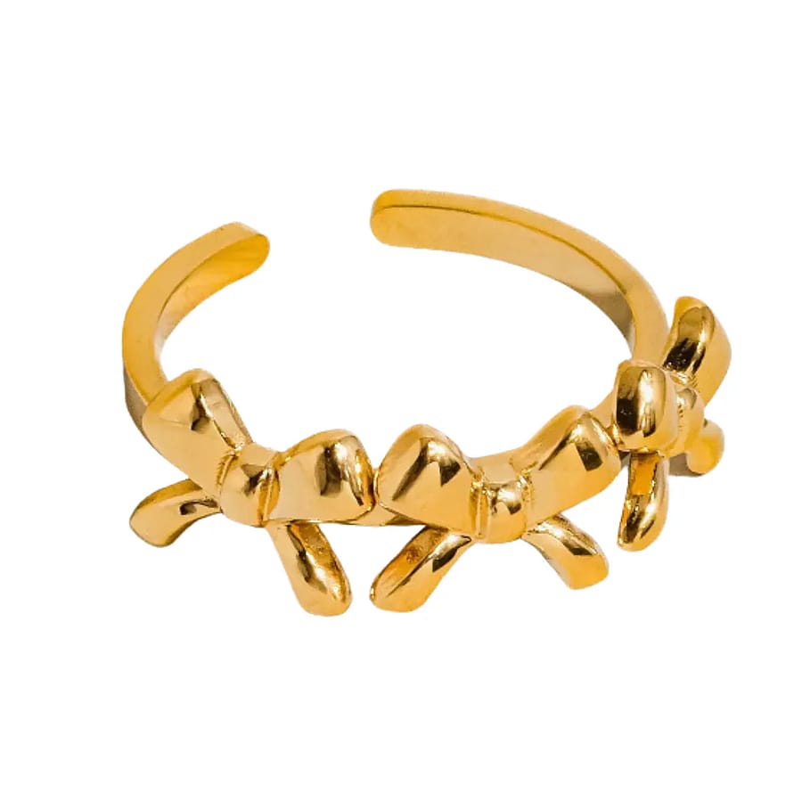 Private Label Hudson 18K Gold Non-Tarnish Three Bow Ring