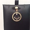 10K YELLOW real GOLD mason MASONIC two tone round charm cz pendant mens & ladies 2.00 grams