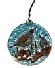 Handmade Fused Glass Disk ornament suncatcher Quail Family Decor Christmas tree NEW