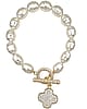 Baroque Glass Pearl CZ Toggle Bracelet