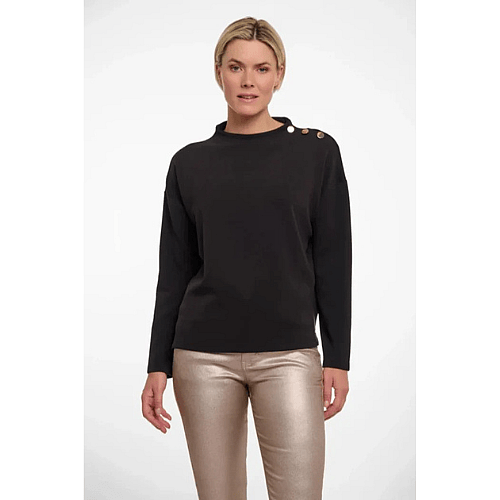 Wide Top Long Sleeves Mock Black