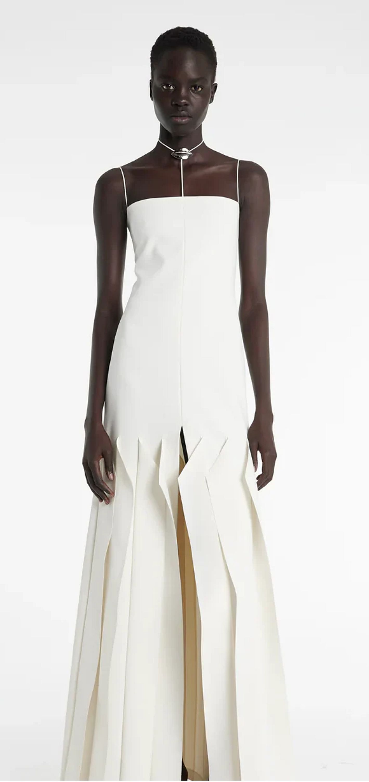 Full Length Lip Choker Dress, Ivory by A.W.A.K.E. MODE.