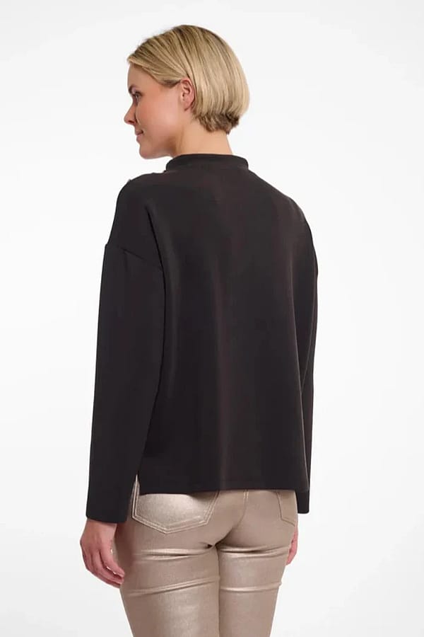 Wide Top Long Sleeves Mock Black
