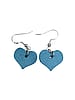Small Shiny Teal Leather Heart Earrings