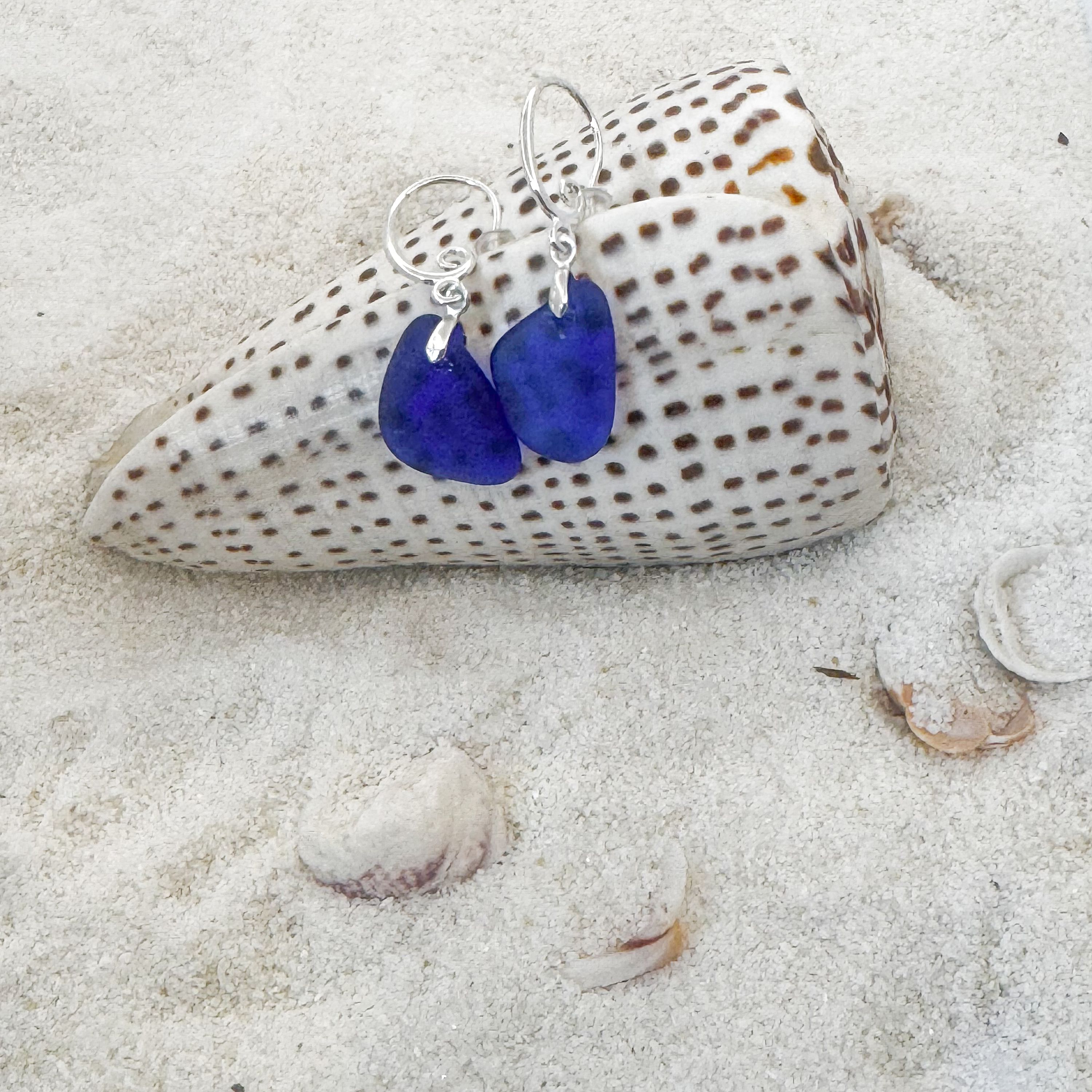 Cobalt Blue Seaglass Earrings