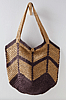 Free People Mykonos Straw Tote- Espresso Combo