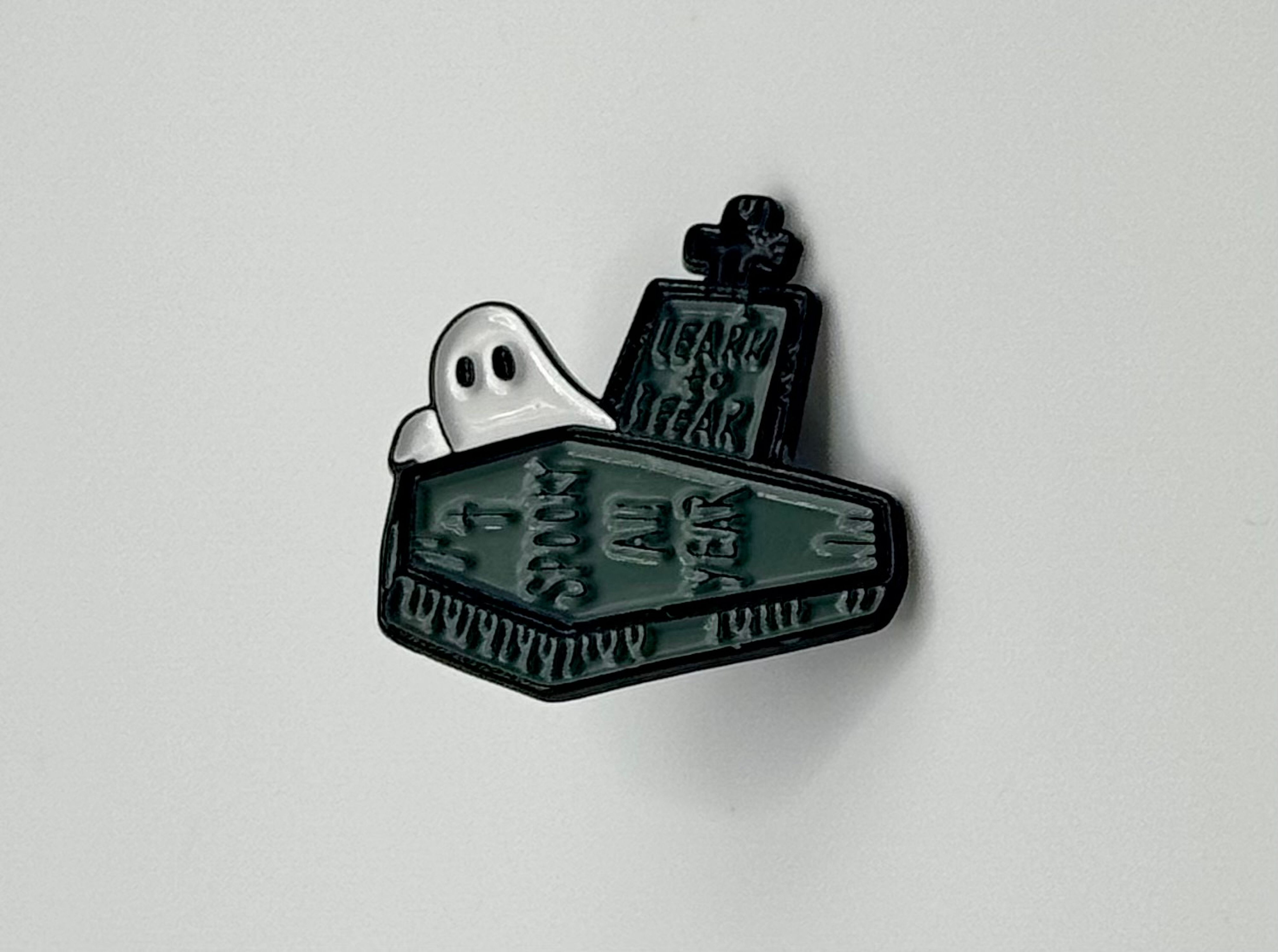 “Spooky All Year” Ghost Coffin Enamel Pin (Limited Edition)