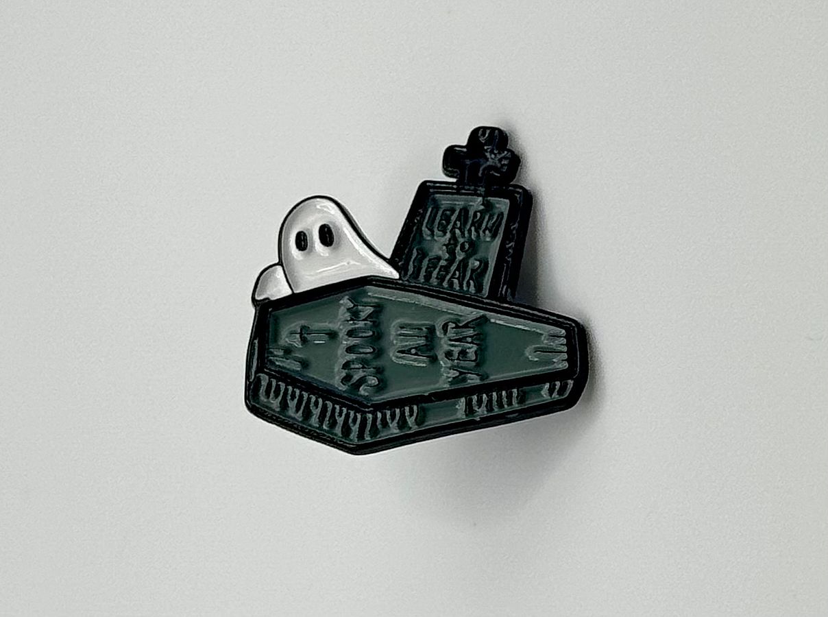 “Spooky All Year” Ghost Coffin Enamel Pin (Limited Edition)