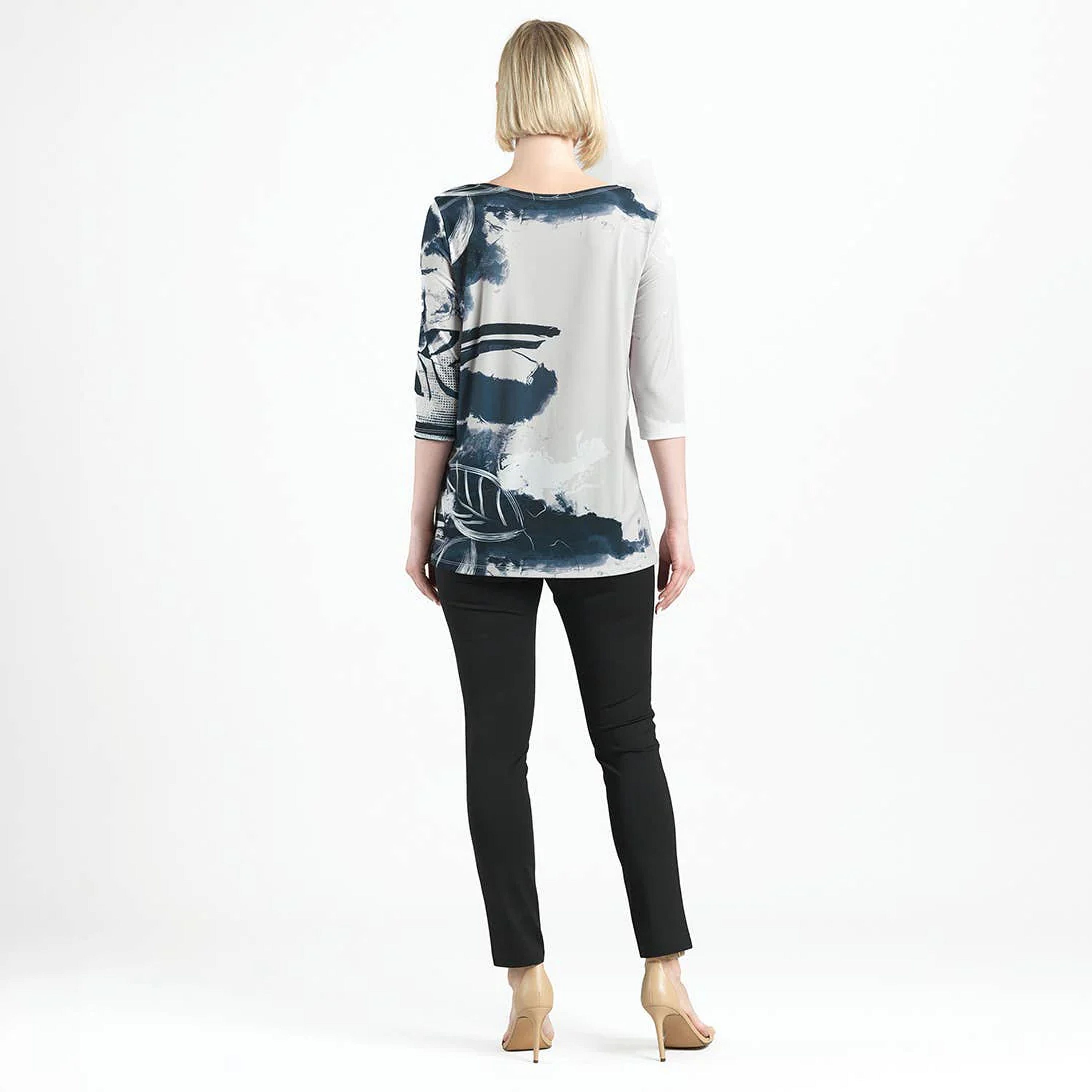 Scoop Neck Tunic - Misty Petals: Black/Stone - Clara Sunwoo XL