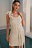 Able Natural 3D Floral Applique Mini Dress