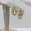14K yellow real GOLD Hoop Huggie CLIP ON Greek Key Earrings 2.30gr