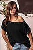 Lov Lov Auralis Black Metal Ring Off The Shoulder Tee Small)
