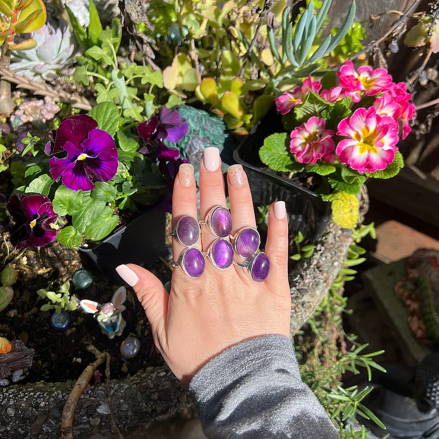 Amethyst or Carnelian Large Oval Ring