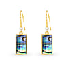Gold Abalone Blue Square Small Drop Earring
