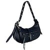 Chenson & Gorett Leather Shoulder Bag with Front Pocket- Navy