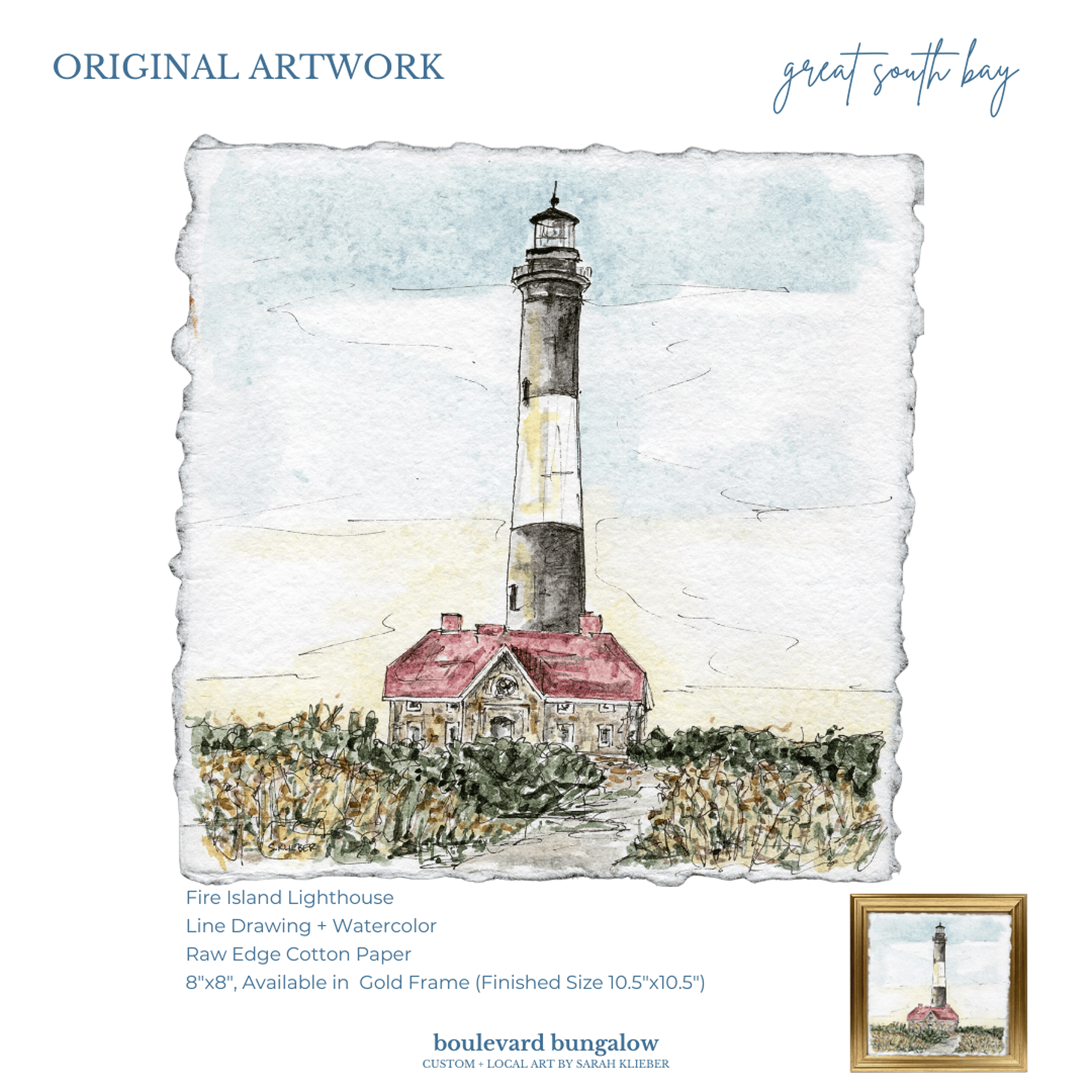 Great South Bay Collection - Fire Island Lighthouse 8"x 8"