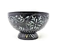 Sacred Bloom: Floral Hand-Carved Black Soapstone Bowl ( 3")