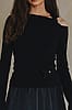 Black Long Sleeve Cut Out Shoulder Top