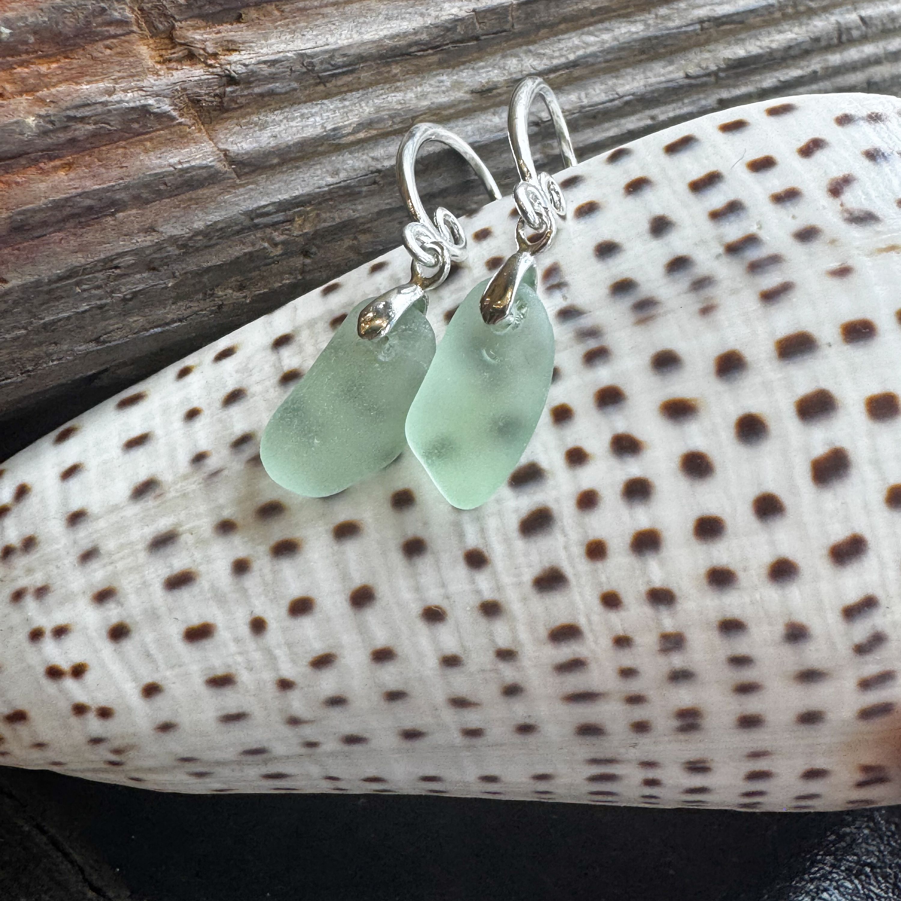 Frosted Green Seaglass Earrings