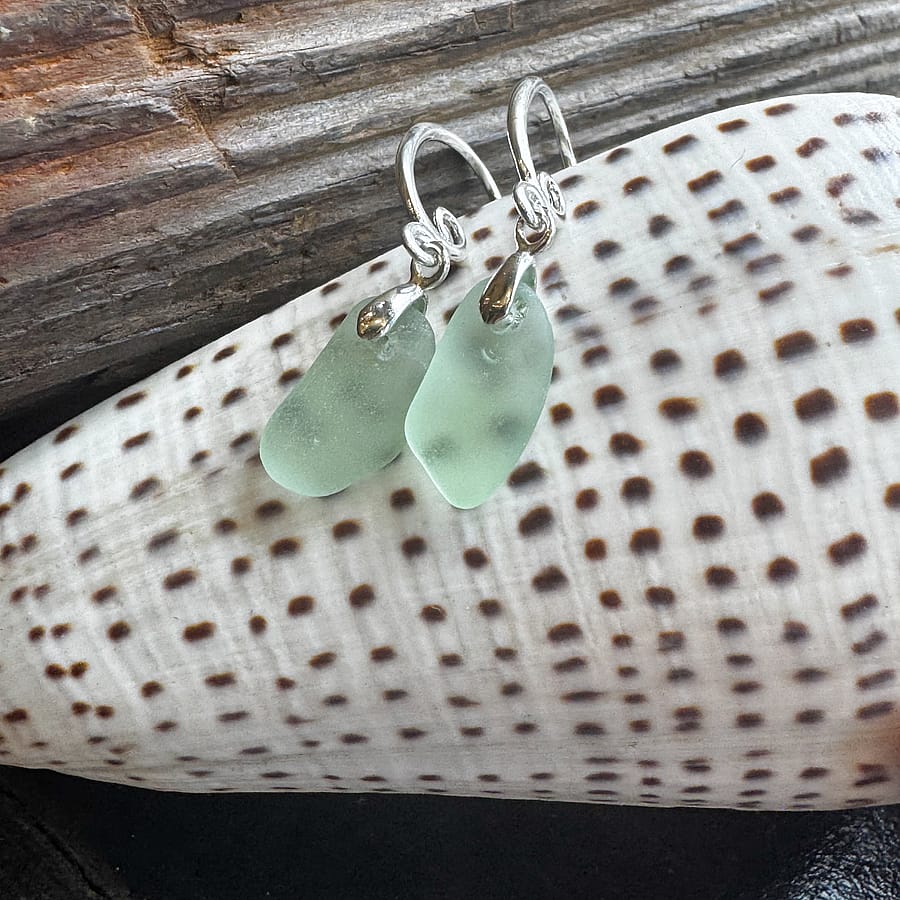 Frosted Green Seaglass Earrings