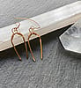 Gold arc tuning fork earrings