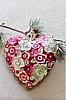 Dekorasyon 3.5" Beaded Red & Citron Heart Ornament