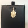 14K yellow real solid Gold oval VIRGIN MARY MIRACULOUS Medal charm pendant 1.40gr
