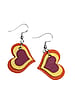 Orange, Yellow, and Raspberry Leather Heart Earrings