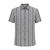 Raised Stripe Short Sleeve Shirt - Melange Grey