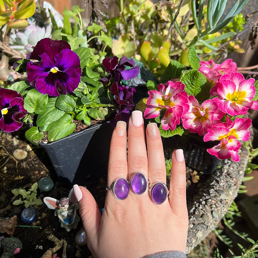 Amethyst or Carnelian Large Oval Ring