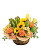 Brightly Joyful Basket Arrangement