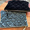 Black or grey silk velvet zipper pouch