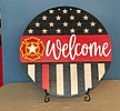 Fire Service Welcome Door Hanger with USA Flag